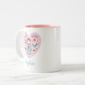 バレンティパーソナライズされたンデイピンクハートマグカップ ツートーンマグカップ (正面左)