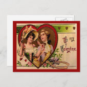 バレンティビクトリアンンカップル葉書 シーズンポストカード (正面/裏面)