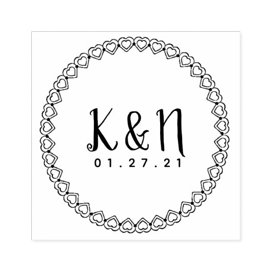 バレンティモダンンイニシャルロゴのウェディングスタンプ ラバースタンプ (インプリント)