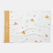 バレンティモダンンデイスプレッルハートマスタード キッチンタオル (横)