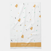 バレンティモダンンデイスプレッルハートマスタード キッチンタオル (縦)