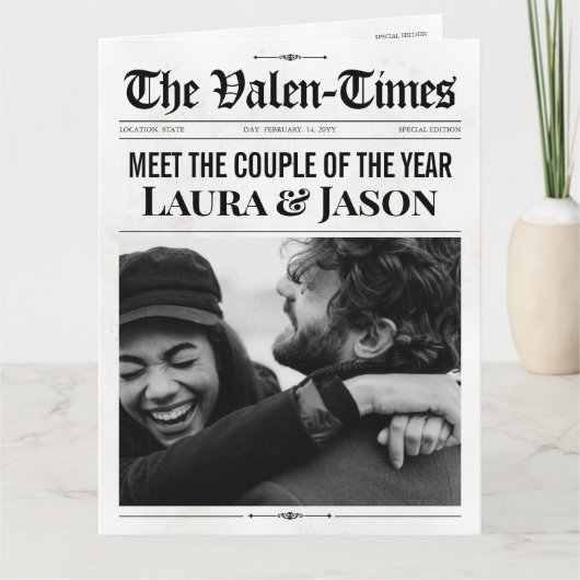 バレンティユニークンズデイカード、カップル新聞ギフト カード (正面)
