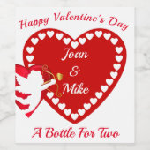 バレンティンの日のワインきらめくボトルのパーソナライズ ワインラベル (シングルラベル)