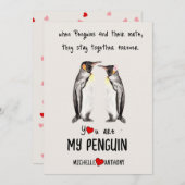 バレンティンカードペンギンパーソナライズされたロマンチック シーズンカード (正面/裏面)