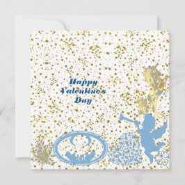 バレンティンキューピッドブルー金ゴールドスパークルロマンチックかわいい