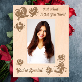 バレンティンギフト特別メッセージ木製写真 レーザー彫刻フレーム