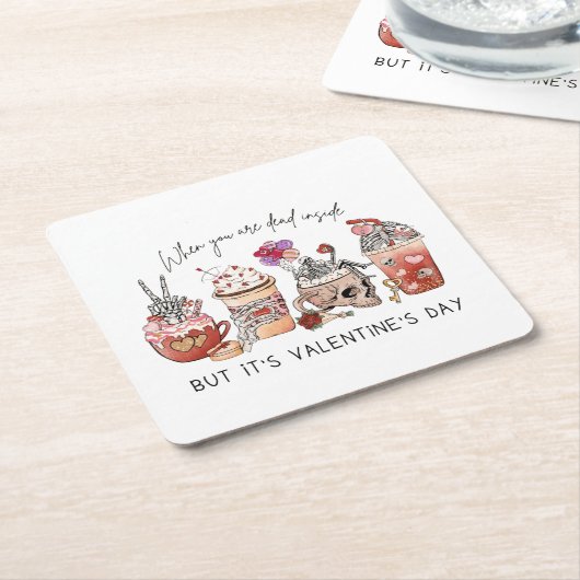バレンティンコーヒー |バレンタインデー スクエアペーパーコースター (アングル)