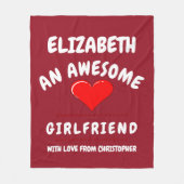 バレンティンズデイガールフレンドロマンティックラブハートレッド フリースブランケット (正面)