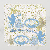 バレンティンズデイキューピッドブルー金ゴールドシェンロマンチックかわいい (正面/裏面)