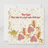 バレンティンズデイキューピッド金ゴールドスパークルロマンチックカード (裏面)