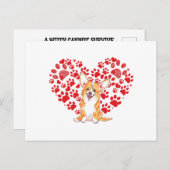 バレンティンズデイコルギラブハートポーコーギドッグラブ ポストカード (正面/裏面)