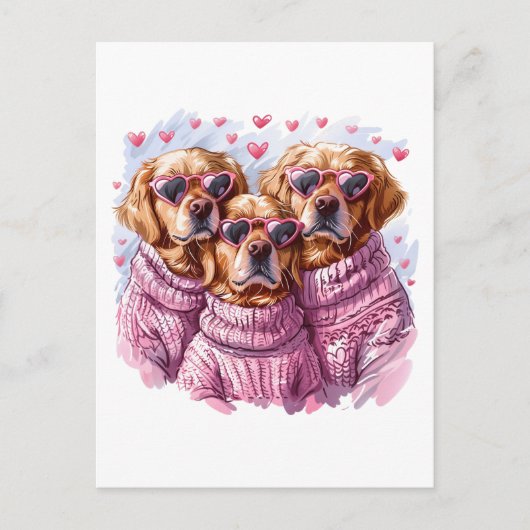 バレンティンズデイゴールデンレトリエバードッグス ポストカード (正面)