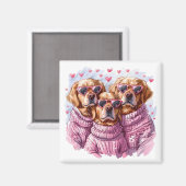 バレンティンズデイゴールデンレトリエバードッグス マグネット (正面/裏面)