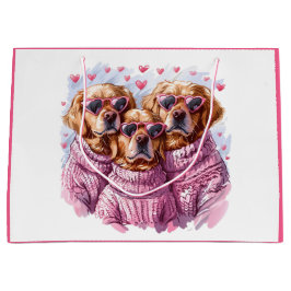 バレンティンズデイゴールデンレトリエバードッグス ラージペーパーバッグ