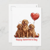 バレンティンズデイゴールデンレトリエバードッグ シーズンポストカード (正面/裏面)