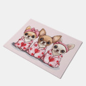 バレンティンズデイチワフアドッグス ドアマット (アングル)