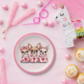 バレンティンズデイチワフアドッグス ペーパープレート (パーティー)