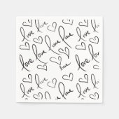 バレンティンズデイハンドドロードスクリプトラブレタリング スタンダードカクテルナプキン (正面)