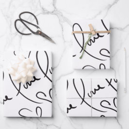 バレンティンズデイハンドドロードスクリプトラブレタリング ラッピングペーパーシート