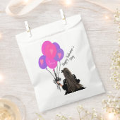 バレンティンズデイバルーンシックガールイラストレーションピンク フェイバーバッグ (クリップ留めされた状態)