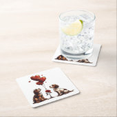 バレンティンズデイビーグルドッグス スクエアペーパーコースター (インサイチュ)