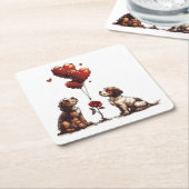 バレンティンズデイビーグルドッグス スクエアペーパーコースター (アングル)