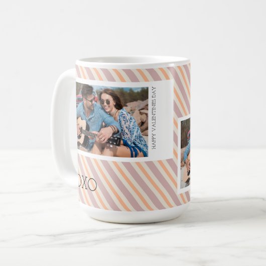 バレンティンズデイピーチフォトコラージュ コーヒーマグカップ (正面左)