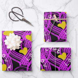 バレンティンズデイブラシストロークスクリプトラブレタリング ラッピングペーパーシート