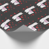 バレンティンズデイラマアルパカハートガールボーイキッズ ラッピングペーパー (角)