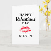 バレンティンズデイレッドキスボーイフレンドパーソナライズされた カード (黄色い花)