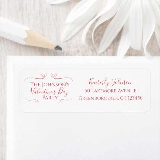 バレンティンズデイレッドピンクパーティー差出人住所 ラベル (インサイチュ)