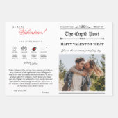 バレンティンズデイ新聞フラワーブーケ赤いハート ラッピングペーパーシート (正面2)