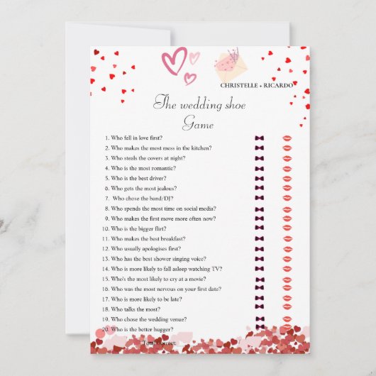 バレンティンズブライド&グルーマーブライダルシャワーゲームカード 案内状 (正面)