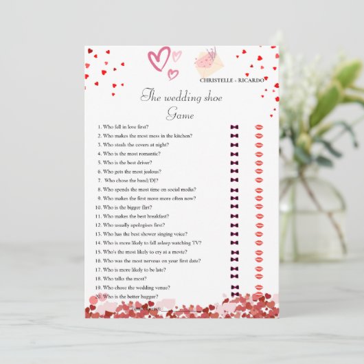 バレンティンズブライド&グルーマーブライダルシャワーゲームカード 案内状 (スタンド正面)