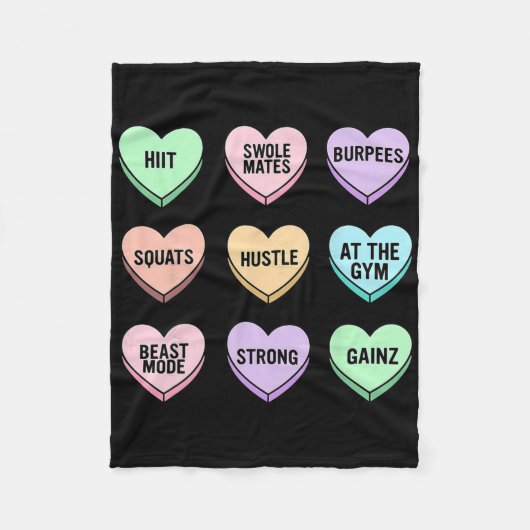 バレンティンデイキャンディハートボディビルフィットネスCo フリースブランケット (正面)