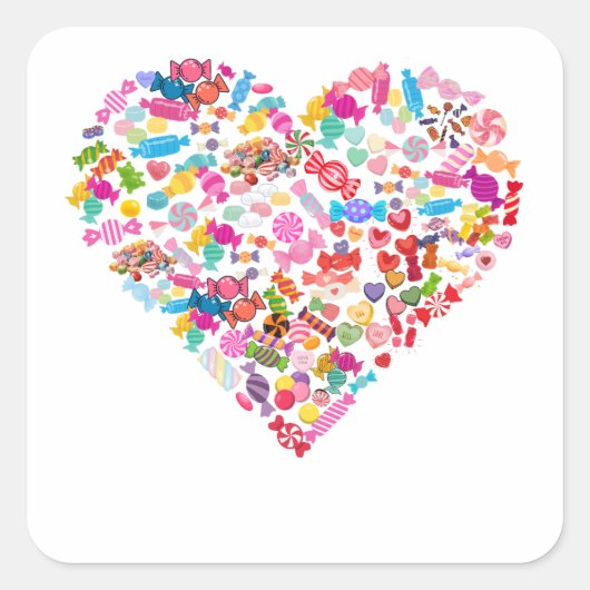 バレンティンデイギフトキャンディハート形状デザイン スクエアシール (正面)