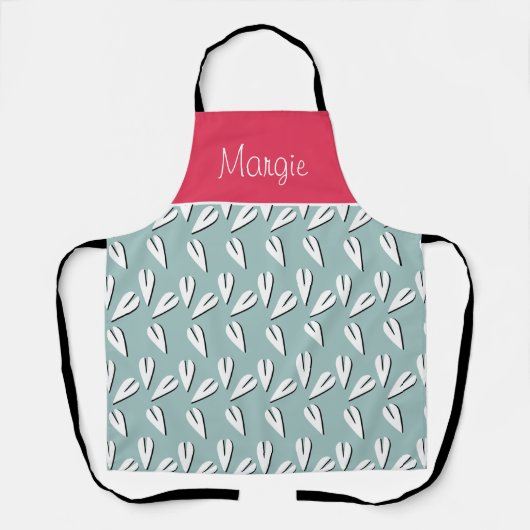 バレンティンデイジオメトリックハートミントピンク エプロン (正面)