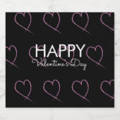 バレンティンデイスクライブルハートピンクブラック スパークリングワインラベル (シングルラベル)