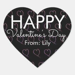バレンティンデイスクライブルハートピンクブラック ハートシール