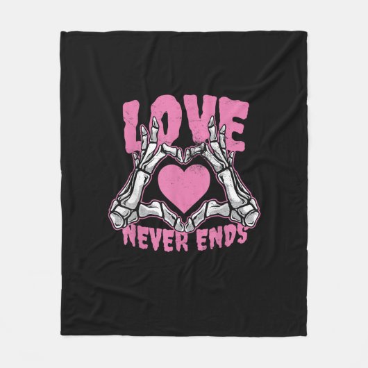 バレンティンデイハートスケルトンハンズハート フリースブランケット (正面)