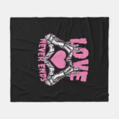 バレンティンデイハートスケルトンハンズハート フリースブランケット (正面(横))