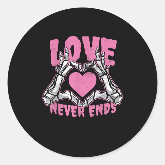 バレンティンデイハートスケルトンハンズハート ラウンドシール (正面)