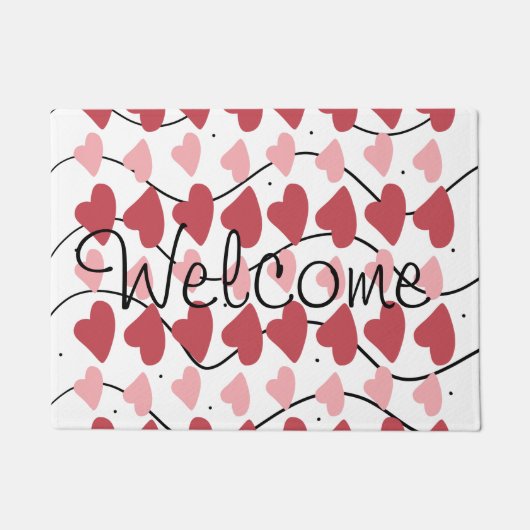 バレンティンデイハートドードルスクライブズ ドアマット (正面)