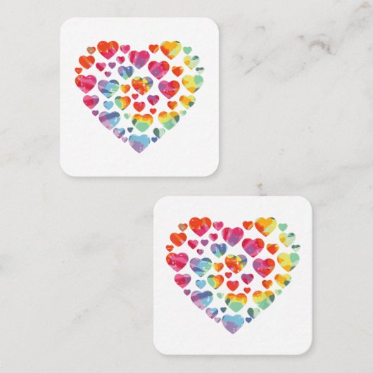 バレンティンデイハートハート絞り染め スクエア名刺 (正面/裏面)