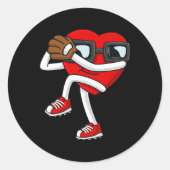 バレンティンデイハート野球ピッチャーおもしろいボーイズギル ラウンドシール (正面)