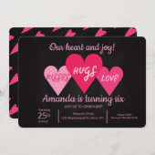 バレンティンデイバースデーパーティーハートシャルボード 招待状 (正面/裏面)