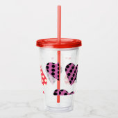 バレンティンデイパンク点々のあるハートモノグラム アクリルタンブラー (右)