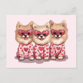バレンティンデイポメラニア犬ドッグ シーズンポストカード