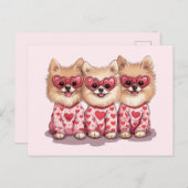 バレンティンデイポメラニア犬ドッグ シーズンポストカード (正面/裏面)