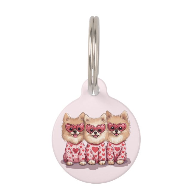 バレンティンデイポメラニア犬ドッグ ペット　ネームタグ (正面)